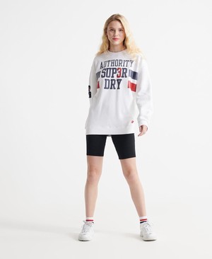 Superdry SDQB Authority Crew Neck Női Pulóver Fehér | KFYOI6974